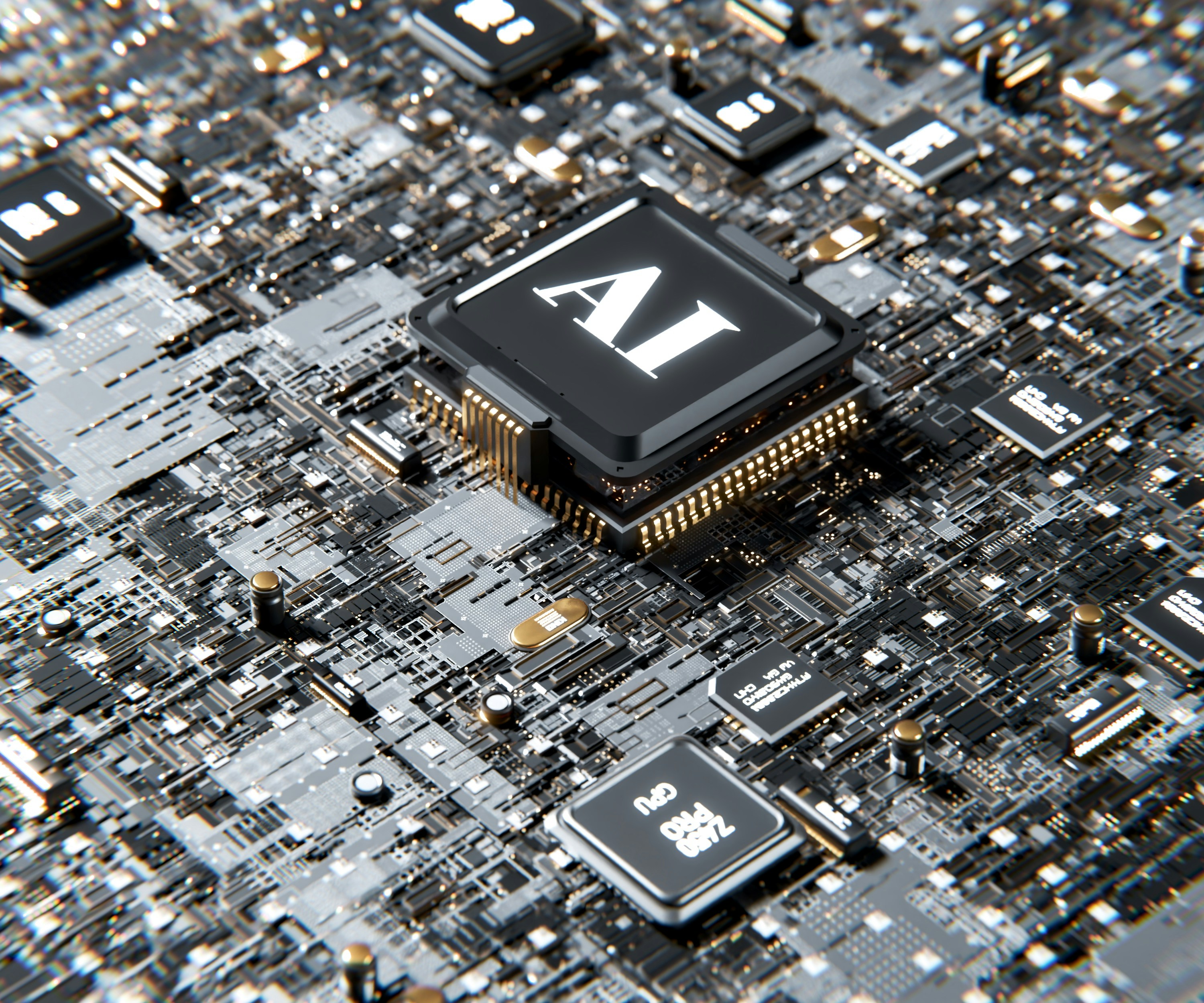 A computer chip with the letter AI a on top of it